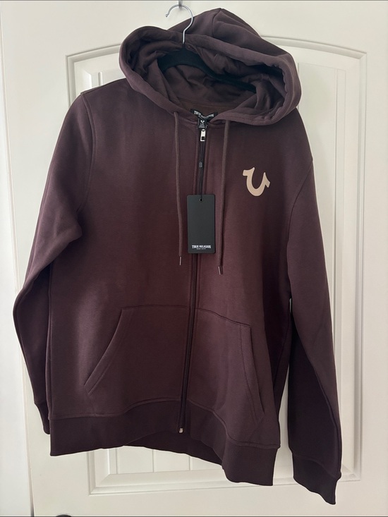 True Religion Other - True Religion Chocolate Brown Full-Zip Hoodie with Logo